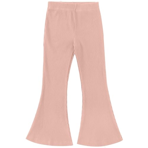 Girls Flare Ribbed Leggings Flared High Waisted Pants Kids Elastic Waist Bell Bottom Cotton Elastic Waist Yoga Pants