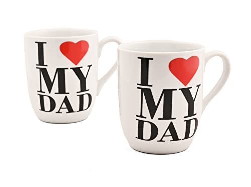 Image of Hitkari Potteries - White I Love My Dad Porcelain Coffee Mug| for Morning & Evening Coffee,Tea | Set of 2Pcs,350ml