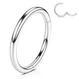 WBRWP 316L Surgical-Steel Hinged Nose Rings Hoop 16G Womens and Mens Body Pierecing Ring Septum Clicker Helix Cartilage Hoop Body Piercing Jewelry 6mm Diameter, Bright Silver
