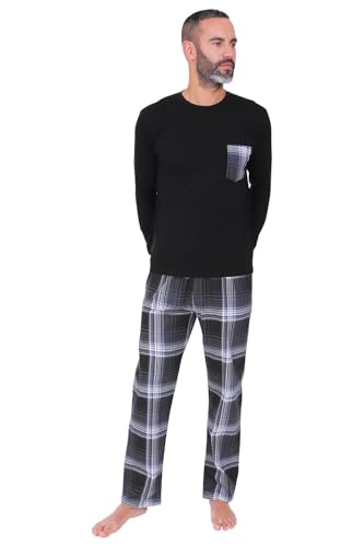 Pyjama noir et blanc à carreaux long coton hommes ThePyjamaFactory