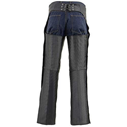 Milwaukee Leather LKM5782-BLK-4X Chaps For Men'S Black Leather Dual Side Thigh Zipper Close Pockets Motorcycle Rider Chap- Lkm5782-4X-Large thumb #1