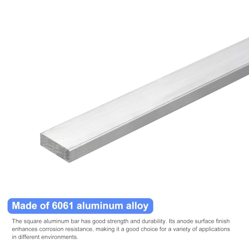 Image of uxcell Square Aluminum Flat Bar, 3 /8 inch Thick 1 inch Width 10 inch Length Square Aluminum Bar 6061 Aluminum Flat Plate, 10 x 25 x 254mm T6511 Solid New Mill Stock for Industrial Building