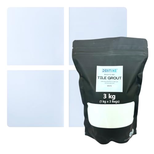 Image of DESTINE READY-TO-MIX inchTILE GROUT inch (16 COLOURS) (ALL PACKS: 100 Gm,250 Gm,400 Gm,800 Gm,1 Kg), Waterproof, Crack Filler, Cement Based Tile Gap Filler (3 Kg, White)