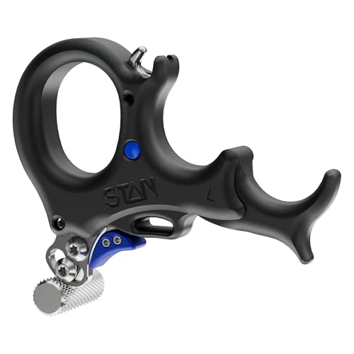 Stan SX4 Thumb Release Aid for Archery & Bowhunting - Fast Spring-Assisted Hook Adjustable Thumb Barrel Travel & Tension Controls - Compound Bow Trigger Black Aluminum Large