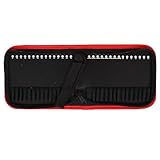 HOMSFOU Canvas Tool Bag with Zipper, Portable Drill Bit Storage Pouch for 30-Piece 150Mm Bits, Handheld Organizer for Home Repair, Automotive Maintenance, and Woodworking