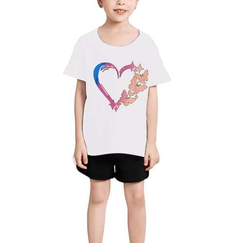 Girls Butterfly Graphic Shirts Cute Colorful Heart Graphic Crew Neck T-Shirts Short Sleeve Summer Casual Tee Tops3
