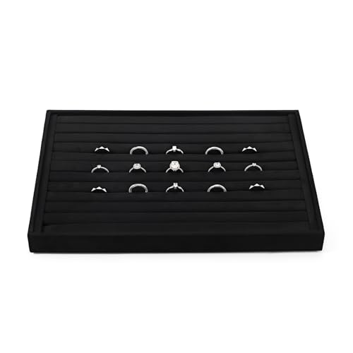 Oirlv Negro Microfibra Joyería Anillo Bandeja Pendiente Anillo Joyería Bandeja de Almacenamiento