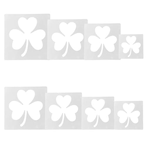 Large St. Patrick'S Day Shamrock Stencil Template, 8Pcs Lucky Shamrock Stencils For Painting,Irish Theme Template Stencils Different Sizes,Reusable Plastic Stencil For Art Painting On Wood Flag