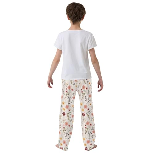 Boho Floral Garden Flower Long Pajama Pants Elastic Waist PJ Bottoms with Pockets S A1110144