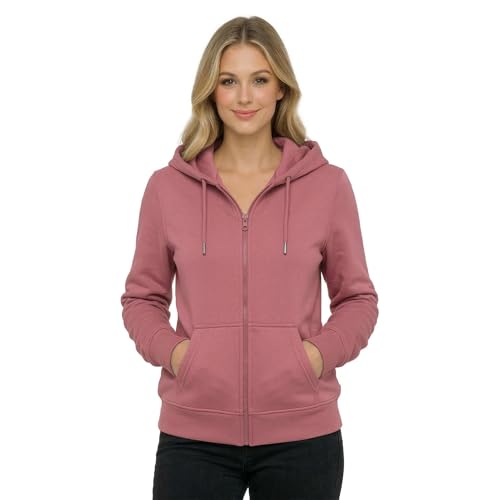 Image of HOODLIFE Women's Zip-Up Hoodie Sweatshirt - Soft Cotton Fleece Jacket with Hood, Full Zipper, Kangaroo Pocket, Casual Winter Hoodie for Women