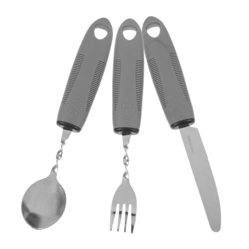 Beavorty 1セット 者向け 抖餐具 抗滑 適応 折り曲 可 な フォーク スプーン