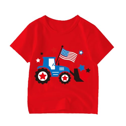 Boys 4th of July Shirt Girls American Flag Tees Toddler Kids USA Flag Independence Day Patriotic Kids Short Sleeve T-Shirt
