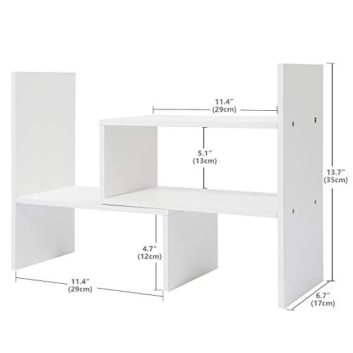 Hossejoy Bücherregal, Einstellbar Standregal Bücherregal, Bücher Halter für Regal, Erweiterbar Standregal Holzregal aus Holz für Büro, Wohnzimmer (Weiß)