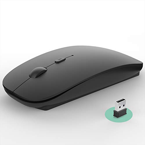 PASONOMI Maus Kabellose, Leise Funkmaus 2.4G Optische Computermaus mit USB-Empfänger 3 einstellbare DPI Kompatibel mit Computer, Laptop, PC (schwarz) Cover