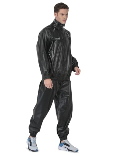 Image of USI UNIVERSAL 415FBT Men's Black Polyester Sauna Suit For Fitness Weight Loss Exercise Gym Training, Sauna Sweat Suit Exercise Gym Suit, Elasticated Arms