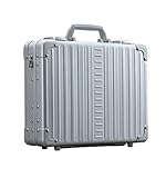 15' Aluminum Briefcase for Men & Women - Durable Hard Case Attache for Business, Work & Documents - RFID Blocking Portable Organizer for Important Items, Businessman Suitcase & Money Holder(Platinum)
