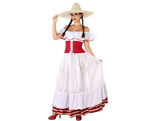 Atosa disfraz mejicana vestido blanco adulto XL