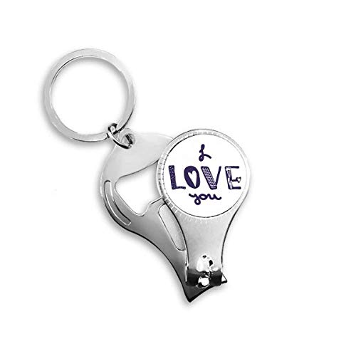 Porte-clés I Love You gravé en acier inoxydable argenté pour homme et femme - 2