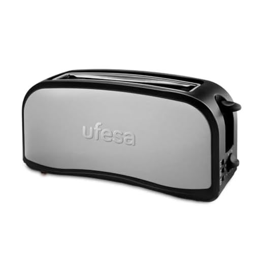 Ufesa TT7965 Optima Tostadora de 1000W, 6 Niveles de Tostado, 1 Ranura para 2 Tostadas, Función Descongelar y Recalentar, Inox