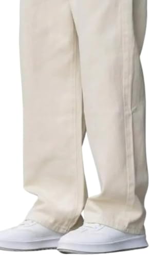 Generic Men's Cream Wide Leg Cotton Casual Jeans (White) - Image 5