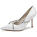Kobiety szpiczaste palety ślubne do panny młodej Stiletto Slip-on Satin Wedding Shoes Buty,White,37 EU