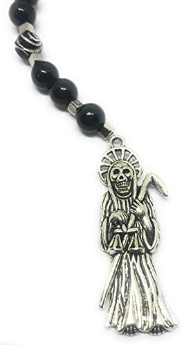 Acrylic Holy death's necklace, rosary style. Collar de la Santa Muerte de acrilico estilo rosario. Grim reaper Y style necklace.3