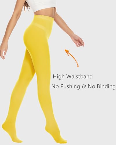 Image of DUCMODA Womens 80 Denier Opaque Tights, Women's Soft Solid Color Footed Pantyhose, High Waist Stocking with 30+ Colors