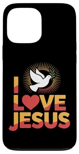 I Love Jesus Dove サンバースト 平和な信仰 スマホケース iPhone 13 Pro Max 用