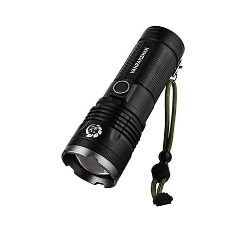 VANRAKSHAK FL-P18 LED Search Light | 3000 Lumen, 25W, 1000m Beam | Rechargeable Type-C Torch (Black, 15 cm, Rechargeable)-picture-14