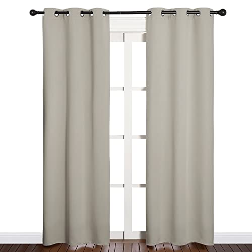Image of NICETOWN Blackout Curtains for Bedroom, Thermal Insulated Curtains & Drapes with Grommet Top for Living Room, Privacy Window Treatment Draperies (Natural, 34 W by 84 L, Set of 2)