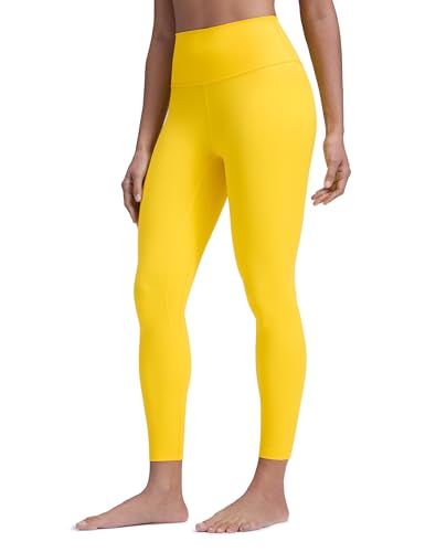 CRZ YOGA Brushed Naked Feeling Workout Leggings 25' - High Waisted Gym Compression Tummy Control Womens Yoga Pants High Visibility Yellow X-Small