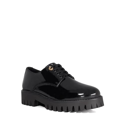 Image of Dune London Ladies GUILLO Patent Lace-Up with Cleated Sole Size UK 7 Loafers Black