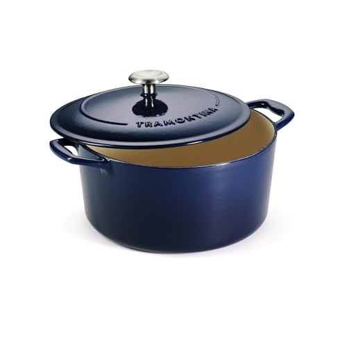 Tramontina Bestow Enameled Cast Iron Dutch Oven Pot with Lid, Round 5.5-quart, Blue  