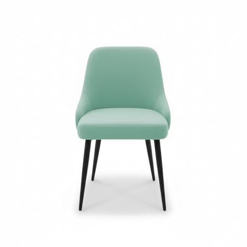 Image of Finch Fox Taskpro Modern Unique Velvet Upholstered Seating Living Room Dining Chair with Black Metal Legs in Pista Color