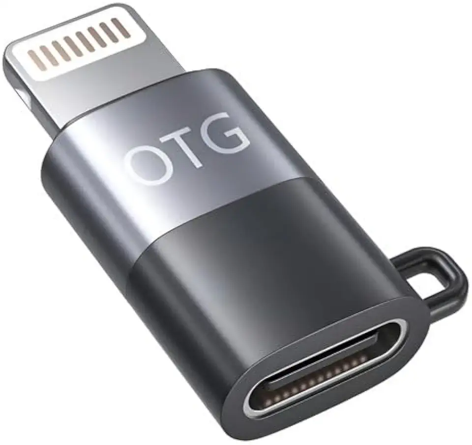 Adaptador OTG USB-C para Lightning, Metálico, Carregamento e Transferência de Dados, Compatível com iPhone e iPad