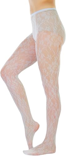 Image of ToBeInStyle Women's Elegant Floral Lace Inspired Spandex Net Full Length Tights