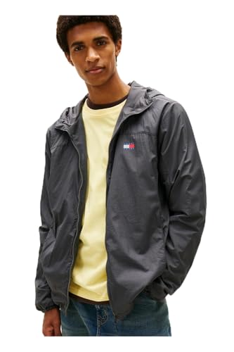 Tommy Jeans Men's TJM Fleece Chicago Jacket Ext Dm0Dm22291 Windbreaker, Grey (Washed Black), M