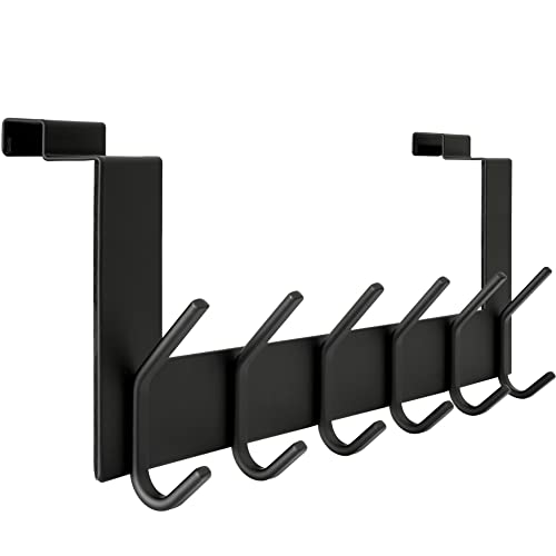 WEBI Appendiabiti da Porta,Acciaio Inox Attaccapanni da Porta,Gancio Porta,Appendino da Porta con 6 Ganci,Nero
