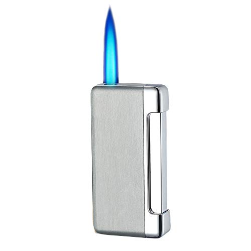 Torch Lighter Cigars Jet Flame Lighter Jet Torch Cigar Lighter,Jet Flame Switchable Cigarette Lighter with Adjustable Flame Dial,Butane Refillable for Cigarette & Cigar (Silver)