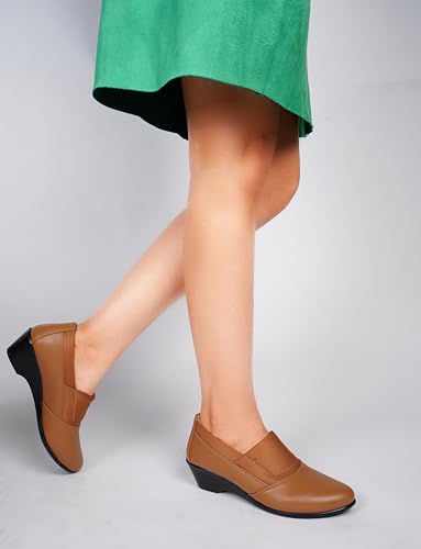 Image of TRYME Collection Bellies Comfortable Stylish Solid Wedge Heel Slip-On Formal Shoes for Womens & Girls