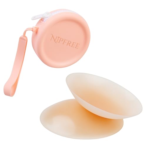Nipple Cover with Case- Reusable, Waterproof, Adhesive, Silicone Pasties- Seamless Bra Cups, Fits A-C Cups