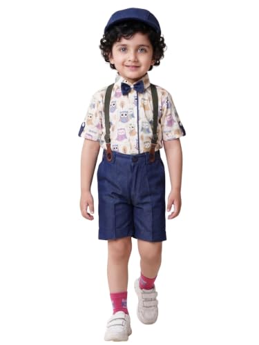 Image of AJ DEZINES Kids Casual Wear Clothing Cotton Shirt Short Set For Boys