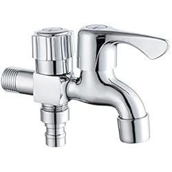 Grifo Doble Lavadora Y Fregadero Lavadora MultifuncióN Grifo Grifo Cocina Doble Salida Grifo Lavadora Doble Salida Pared Grifo Lavadora Doble Conexión Para Lavadora,Lavavajillas,Grifo Con Dos Salidas Para JardíN,Hogar E Industria