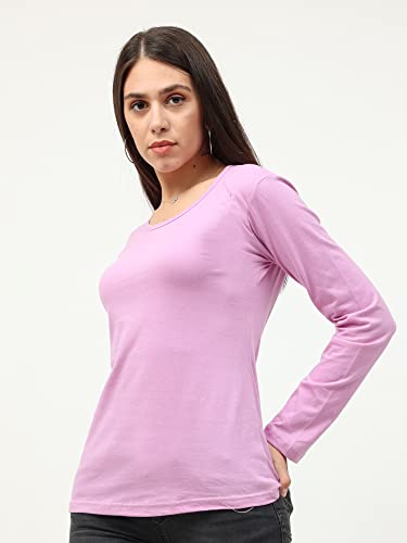 Image of FLEXIMAA Women's Cotton Plain Round Neck Full Sleeve T-Shirt