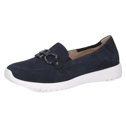 CAPRICE Damen Slipper aus Leder Bequem, Blau (Ocean Suede), 38 EU