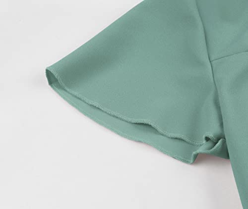 Wellwits Women's Ruched Bow Tie A Line Vintage Formal Work Dress4