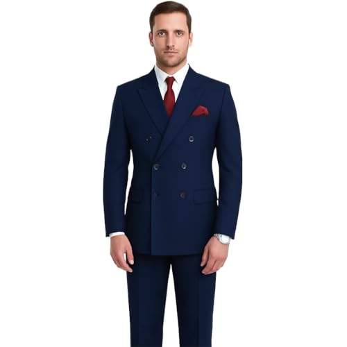 Image of Men's 2 Piece Double Breasted Suit (Black)