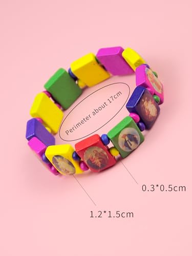 2/4 Pcs Wooden Jesus Virgin Mary Bracelet Saints Rosary Stretch Adjustable Wooden Small Panel Bracelet Religious Saints Jesus Gift for Women Men4