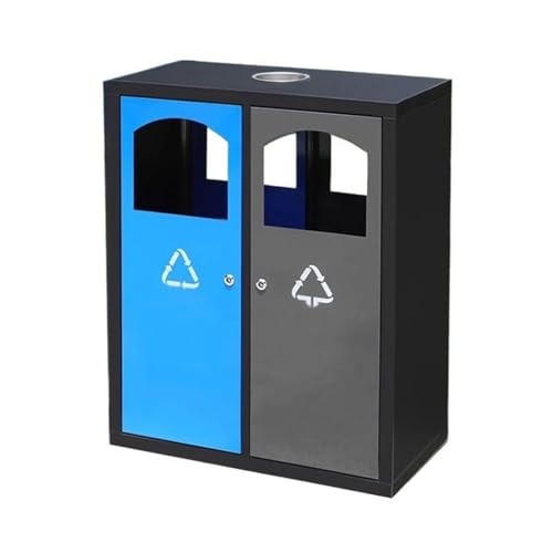 WQQYU6HKF Cubo de Basura para Exteriores Grande Contenedor de Basura Doble Metal con cenicero for Exteriores y Zonas públicas Clasificación Patio Papelera