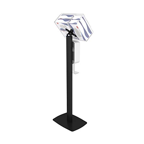 Image of Sanitizing Floor Stand - CTA Premium Thin Profile Floor Stand Sanitizing Station with Heavy-Duty Secured Acrylic Glove and Mask Boxes and Automatic Soap /Hand Sanitizer Dispenser (SAN-CHK1B) - Black